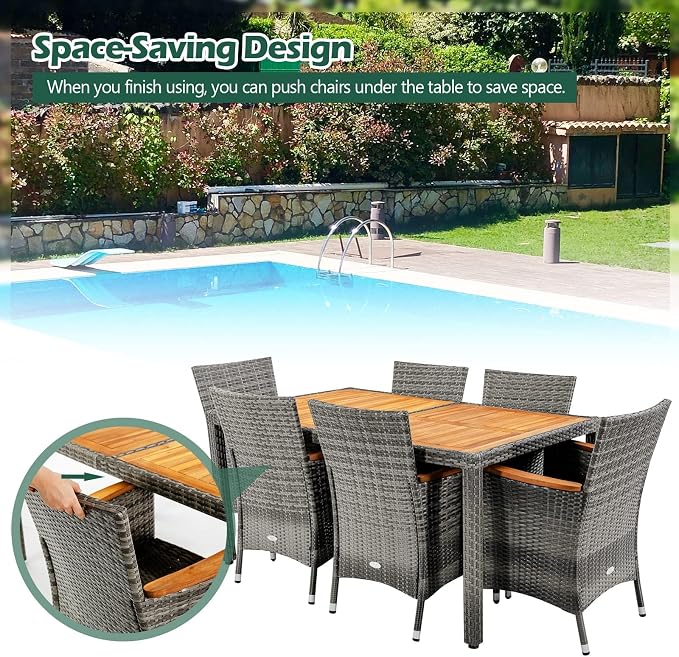 Tangkula 9 Piece Rattan Outdoor Dining Set - Image 3