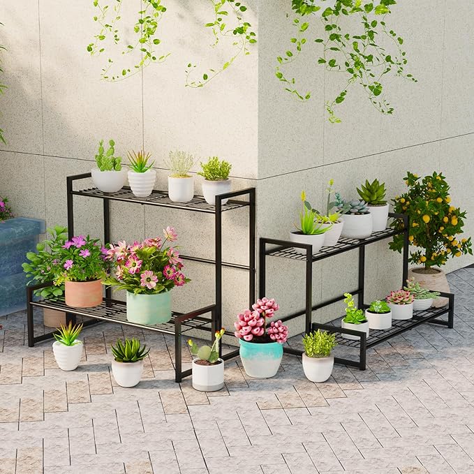 Garden 4 you 4 Tier Stair Style Large Metal Plant Stand Stackable, Garden - Image 5