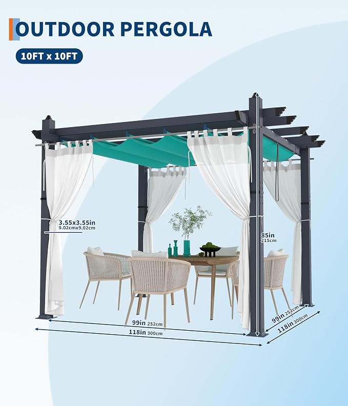 GarveeLife 10x10 ft Aluminum Pergola, Outdoor Metal Gazebo - Image 7