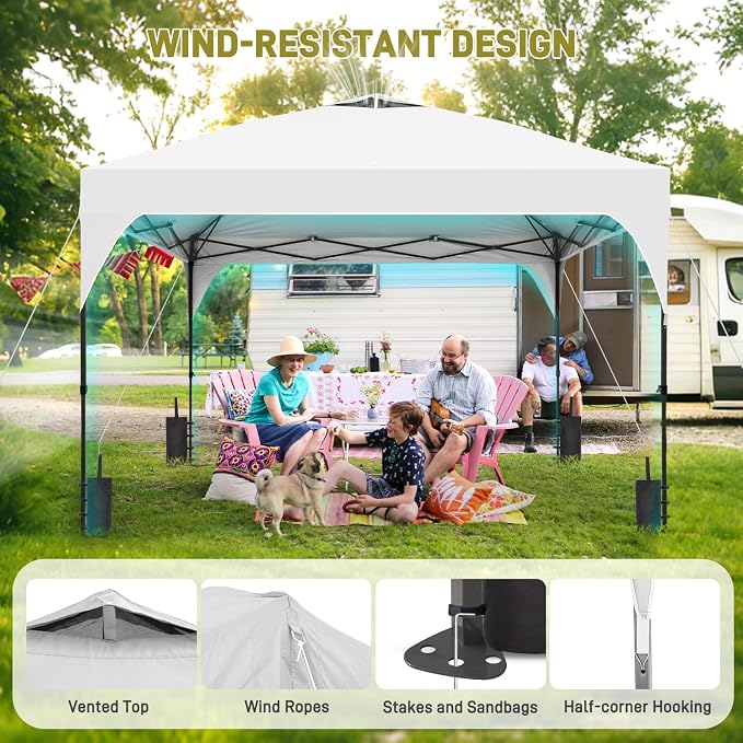 8x8 FT Canopy Tent, 1-Button Push Pop Up Canopy - Image 4