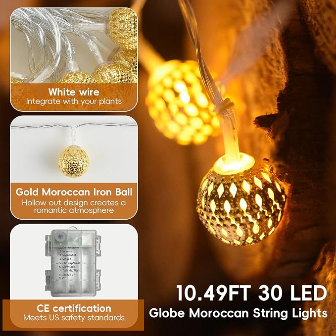 Globe String Lights, CMYK 30 LED Fairy String Lights Battery Operated - Image 4