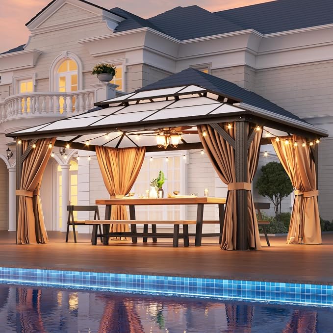 Aoxun 12'x14' Hardtop Gazebo, Outdoor Metal Gazebo - Image 2