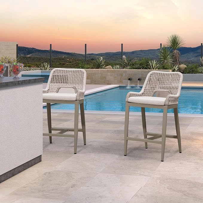 PURPLE LEAF Counter Height Bar Stools Set of 2 Outdoor Bar Chair by PURPLELEAF