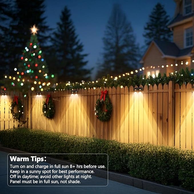Brizled 12 Pack Solar Fence Lights, RGB + Warm White + Cool White Outdoor Solar - Image 2