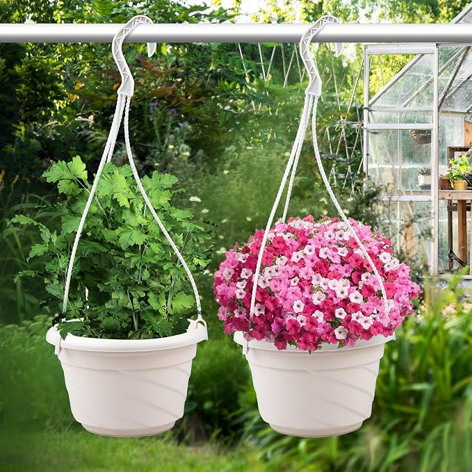 VIDELLY 4 Pieces Plastic Hanging Planters, 5.9 in Dia x 3.54 in H, Flower Plant - Image 5