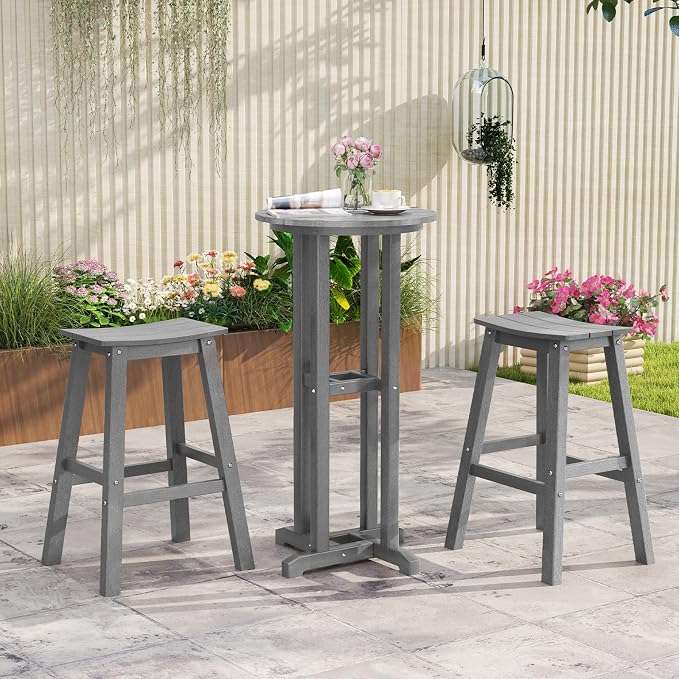 Tangkula Patio Bar Stool Set of 4, 29 Inch HDPE Bar Height Armless Saddle - Image 8