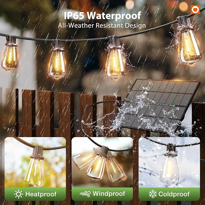 addlon 102FT Solar String Lights Outdoor Waterproof - Image 4