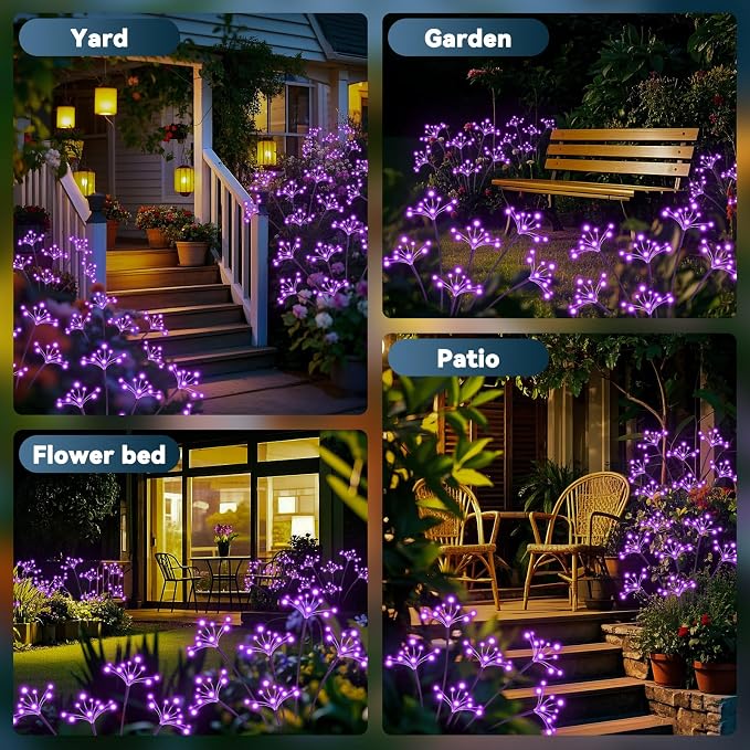Solar Garden Lights 2 Pack Waterproof Solar Swaying Starburst Light Outdoor - Image 7