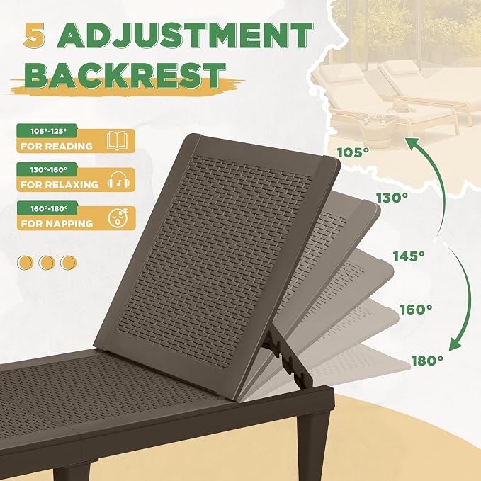 Greesum Outdoor Chaise Lounge Chairs Set of 2 - Image 6