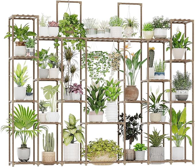 Bamworld Plant Shelf Indoor 30 Pots Large Plant Shelf Wide Tall Outdoor Plant by Bamworld