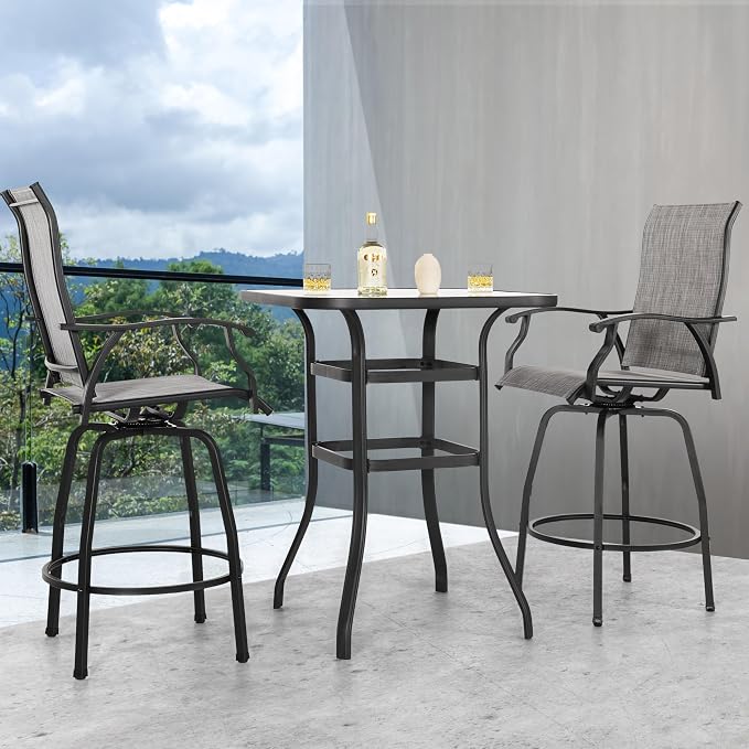 NUU GARDEN 3 Piece Outdoor Patio Bar Set, Patio Bar Furniture Set, Outdoor - Image 2