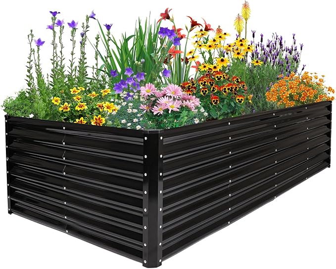JERIA 8×4×2ft Galvanized Raised，Outdoor Metal Raised Garden Bed, Rectangular by JERIA