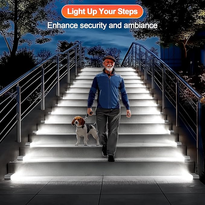 Solar Step Lights for Outside, 14 LED Cool White Light Solar Powered Lighting - Image 3