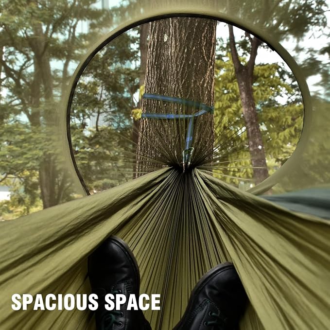Camping Hammock with Mosquito Net, Lightweight Portable Double & Single Hammock - Image 7