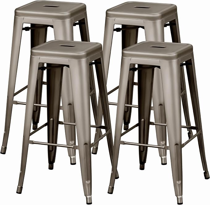 Yaheetech 30 Inch Metal Bar Stools Set of 4, Bar Height Backless Bartools by Yaheetech
