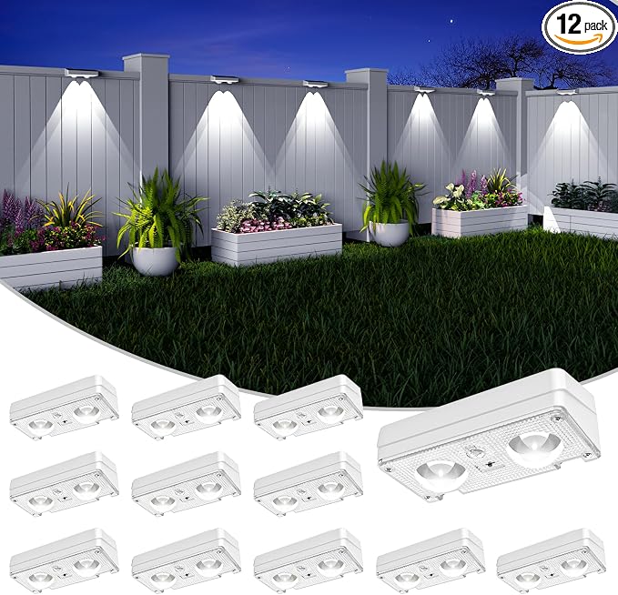 Solar Fence Lights Outdoor Waterproof, 80 Lumens Solar Lights by JOFIOS