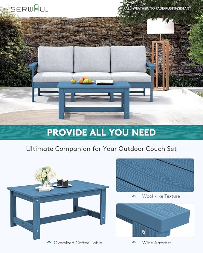 SERWALL HDPE Patio Sofa Set, 4-piece Sectional Outdoor Furniture Set, All - Image 6