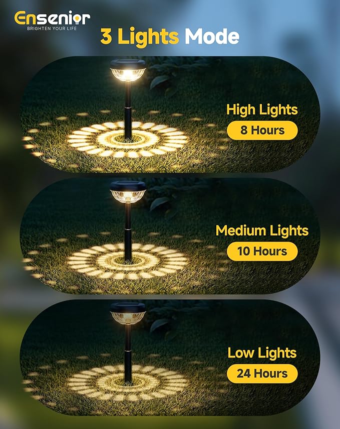 Ensenior Solar Pathway Lights Outdoor, Auto On/Off Solar Powered Yard Lights - Image 3