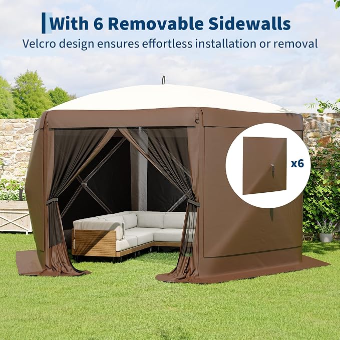 13x13FT 6-Sided Pop Up Gazebo Tent，One-Push Setup Canopy Tent - Image 4