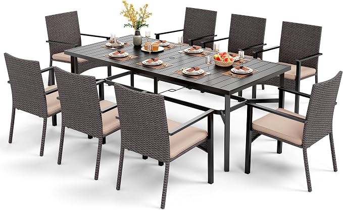 PHI VILLA 9 Pieces Outdoor Dining Set by PHIVILLAThepioneerofcomfortablehouseholdsupplies