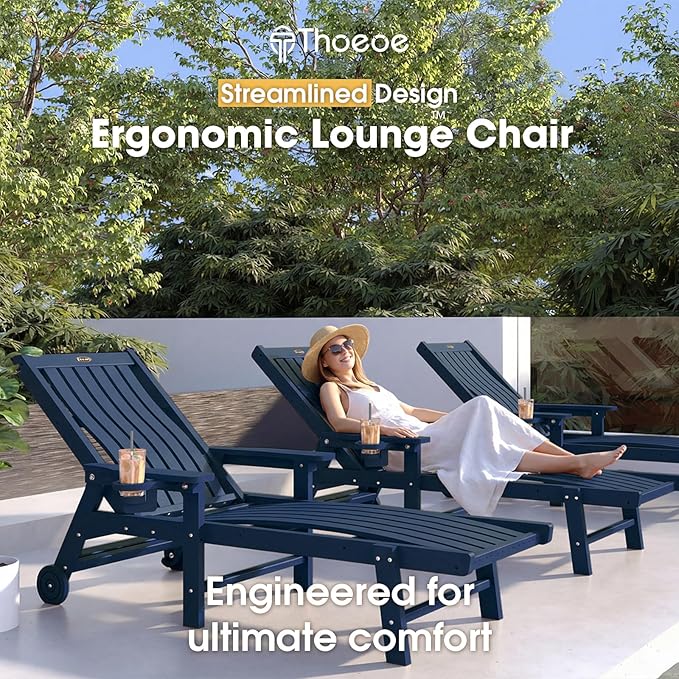 Patio Chaise Lounge Chair Set of 2, Oversized Lounge Chair Outdoor - Image 3