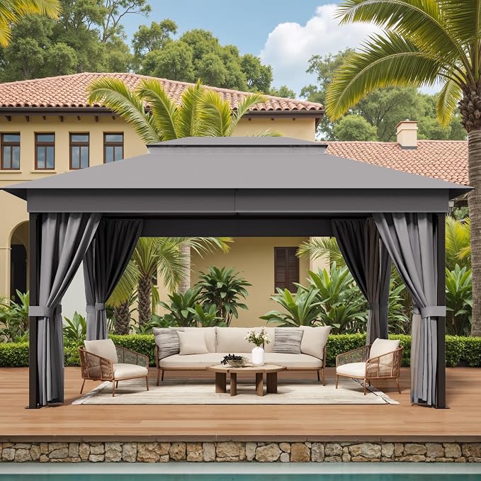 Devoko Outdoor Gazebo for Patio 10'x 13' Heavy Duty Metal Frame Canopy - Image 7