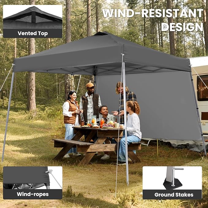 Canopy Tent, 10X10 FT Pop Up Canopy Outdoor Tent Slant Legs - Image 3