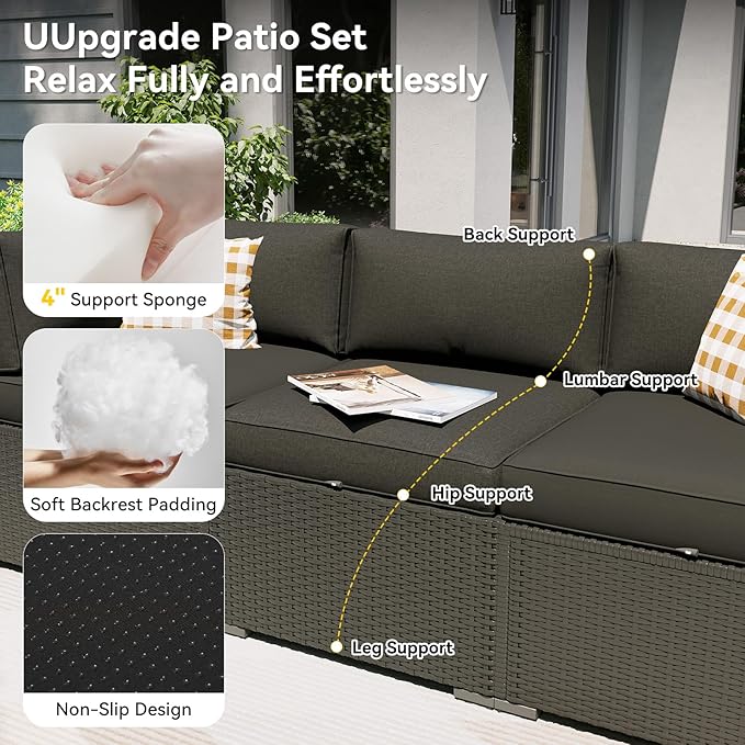 Aoxun Patio Furniture Set, 11 Piece Outdoor Sectional Sofas - Image 2