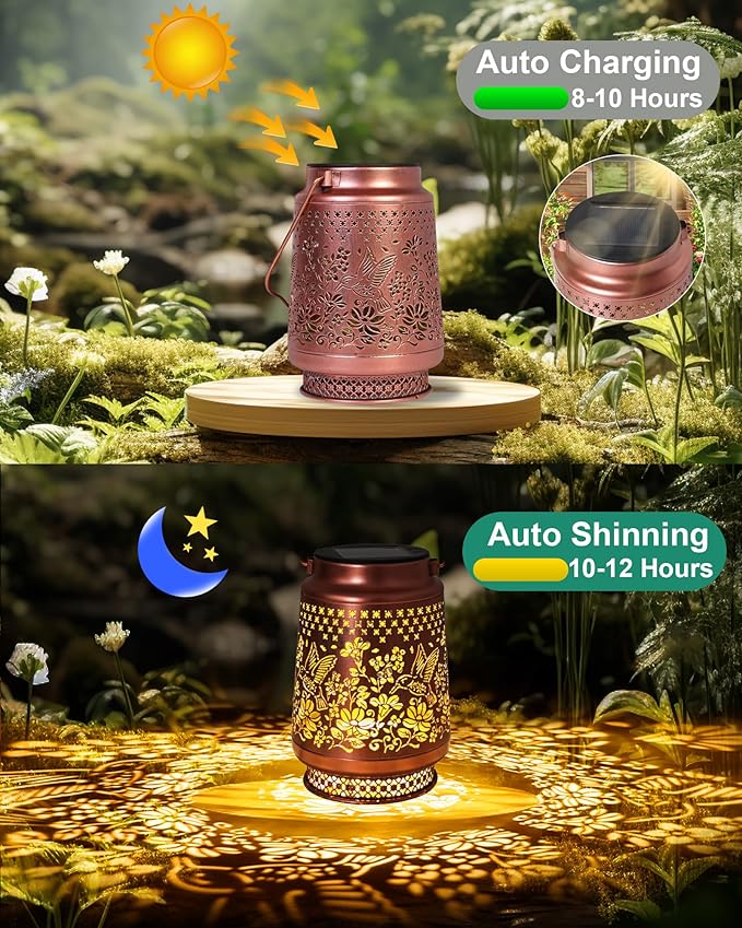 2 Pack Hummingbird Solar Lanterns Outdoor Waterproof, Garden Decor Birthday - Image 6