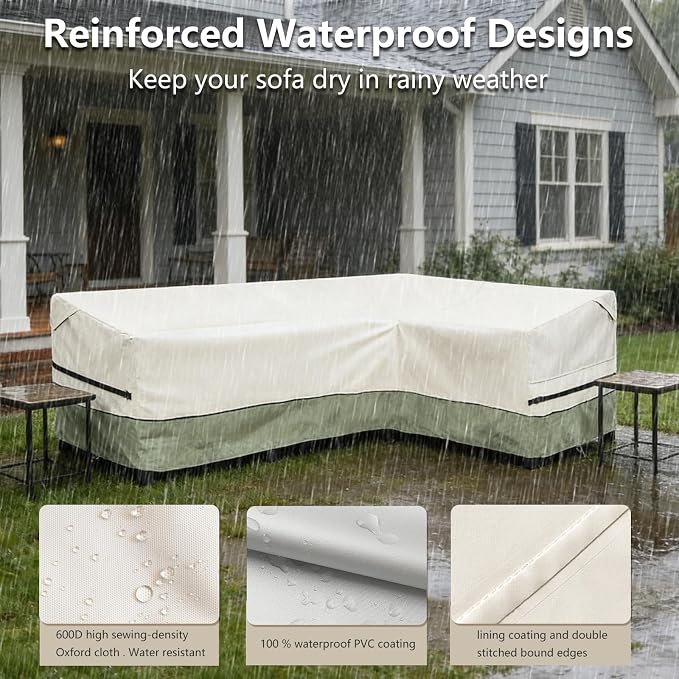 okcool Outdoor Sectional Sofa Cover Waterproof-L-Shaped Patio Furniture Covers - Image 4