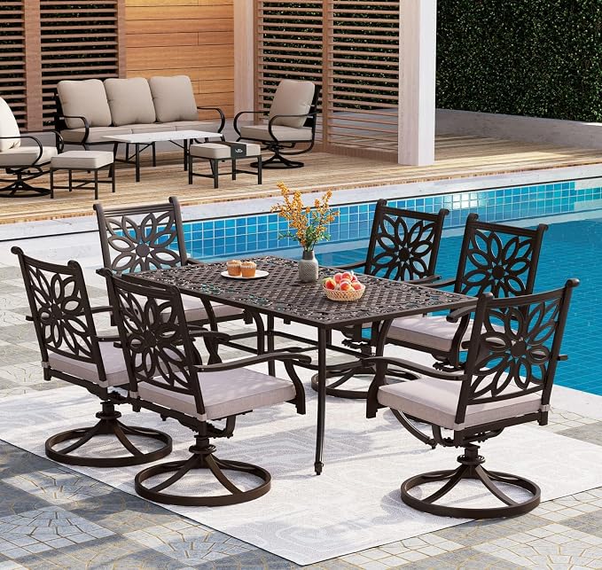PHI VILLA 64" Outdoor Cast Aluminum Table - Image 2