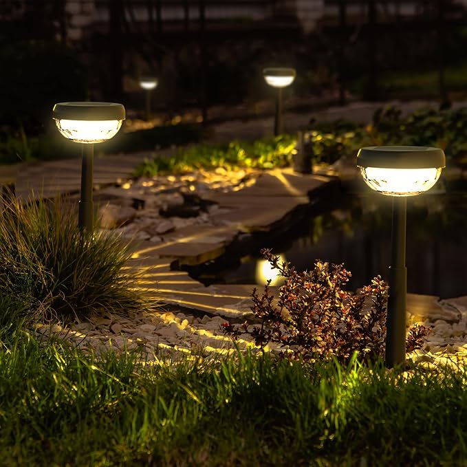 Ensenior 6-Pack Solar Lights Outdoor, Auto ON/Off 3000K LED Solar Garden Lights - Image 2