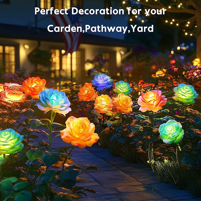 Solar Garden Lights Outdoor Waterproof: 6 Pack LED Solar Flowers Lights Garden - Image 5