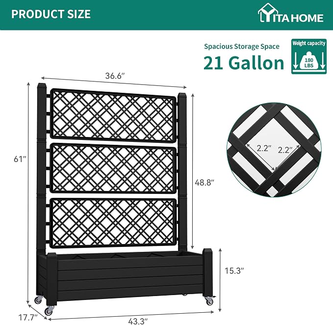 YITAHOME 3.6x1.5x5 FT Planter Box Trellis - Image 8