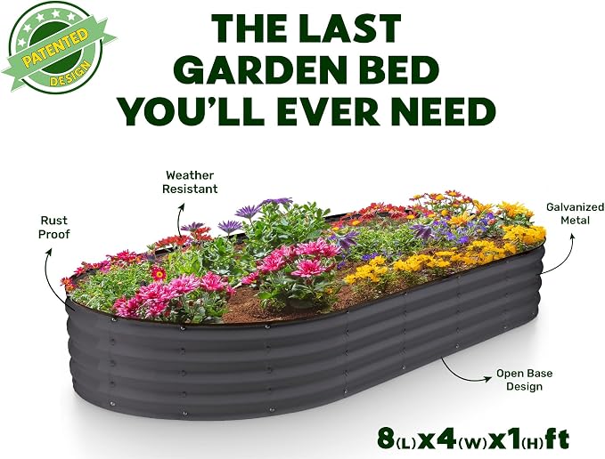 Plant & Plot Galvanized Raised Garden Beds Outdoor // 8×4×1 ft Planter Raised - Image 5
