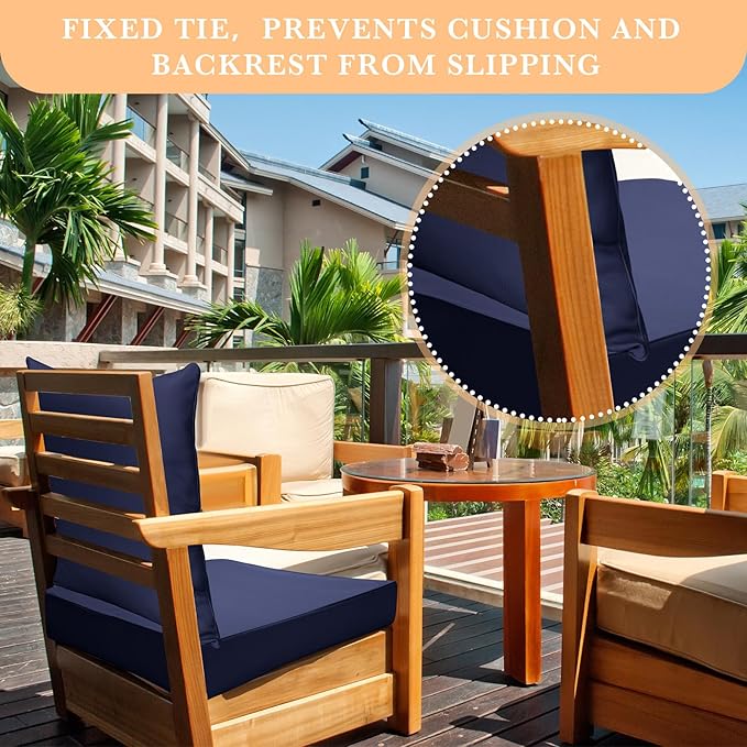 Hoteam 6 Set Outdoor Chair Cushions 20 x 20 Inch Patio Cushions Deep Seat - Image 4