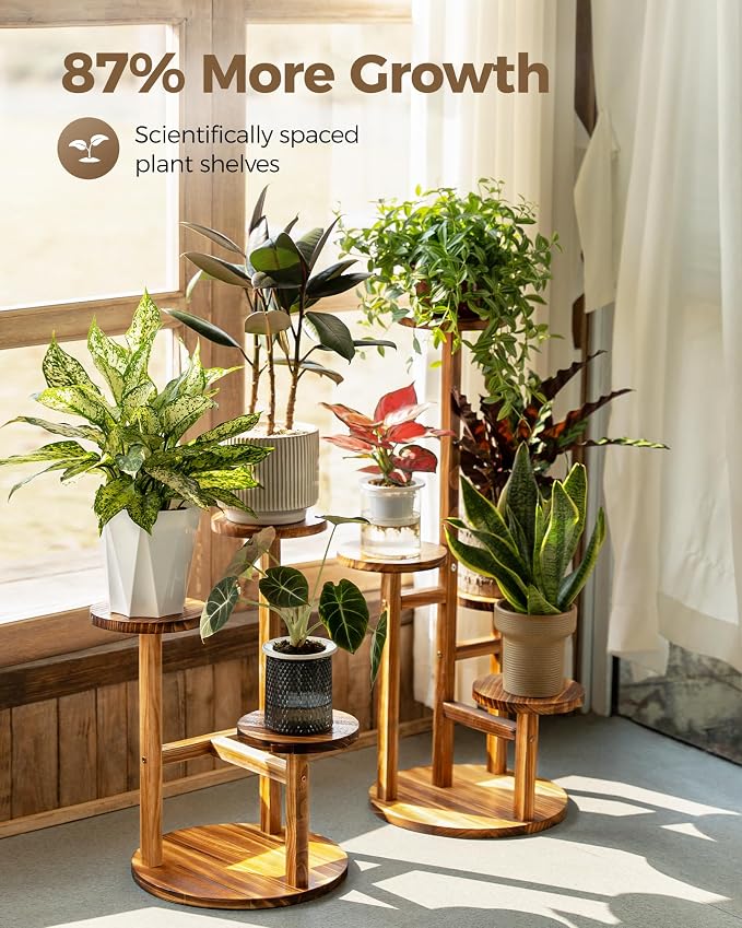 Bamworld 3 Tier Plant Stand Indoor, Corner Wood Plant Shelf - Image 5