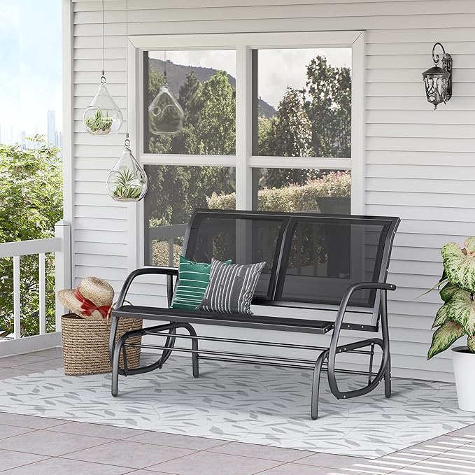 Outsunny 2-Person Outdoor Glider Bench, Patio Double Swing Rocking Chair - Image 9