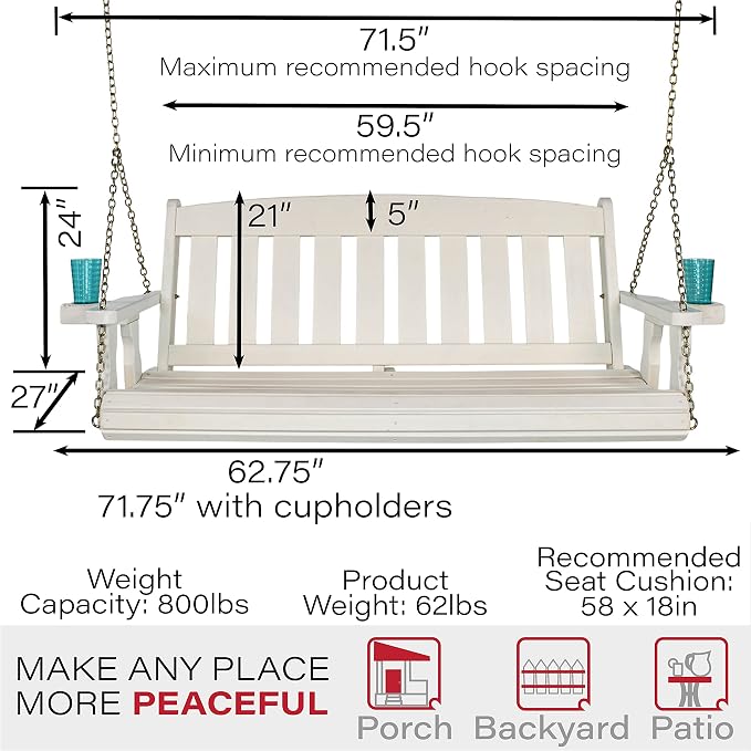 Amish Casual Heavy Duty 800 Lb Mission Treated Porch Swing - Image 5