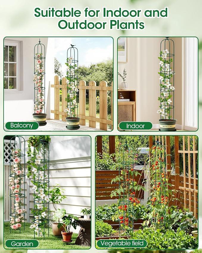 2PCS Garden Trellis for Climbing Plants, 6.2FT Rustproof Metal Pipe - Image 8