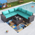Kullavik Outdoor Patio Furniture Set 6 Pieces Sectional Rattan Sofa Set Brown by KULLAVIK