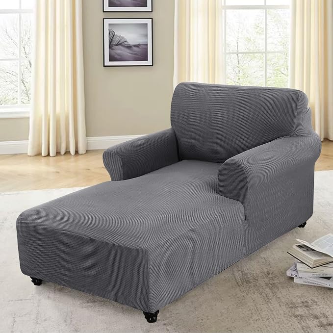 FantasDecor Chaise Lounge Cover Stretch Chair Lattice Slipcover - Image 3