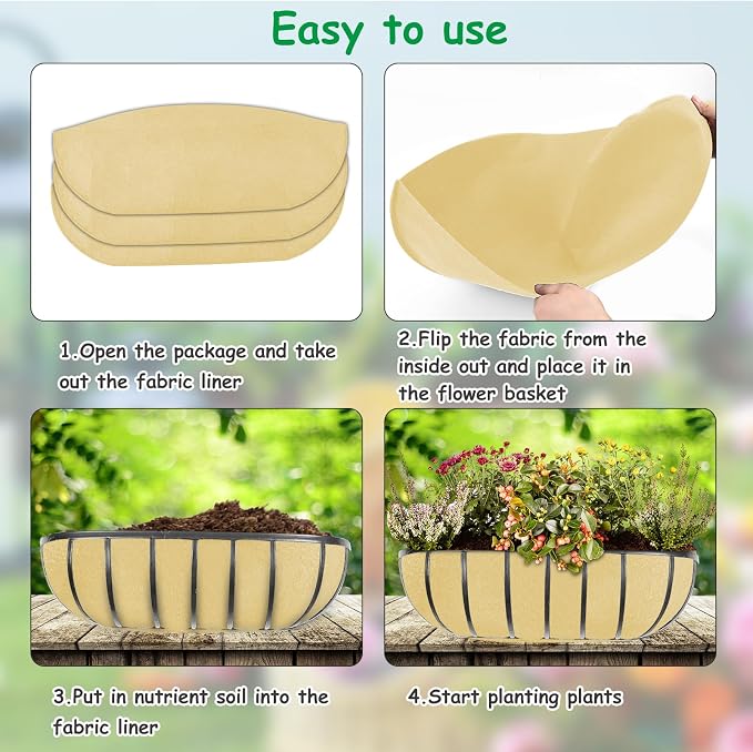 3PCS 30 Inch Planter Basket Liners Fabric Window Box Liners Felt Trough Planter - Image 5