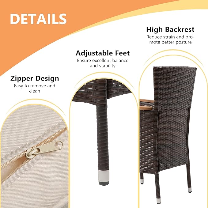 RoyalCraft 5 Piece Patio Wicker Dining Sets - Image 6