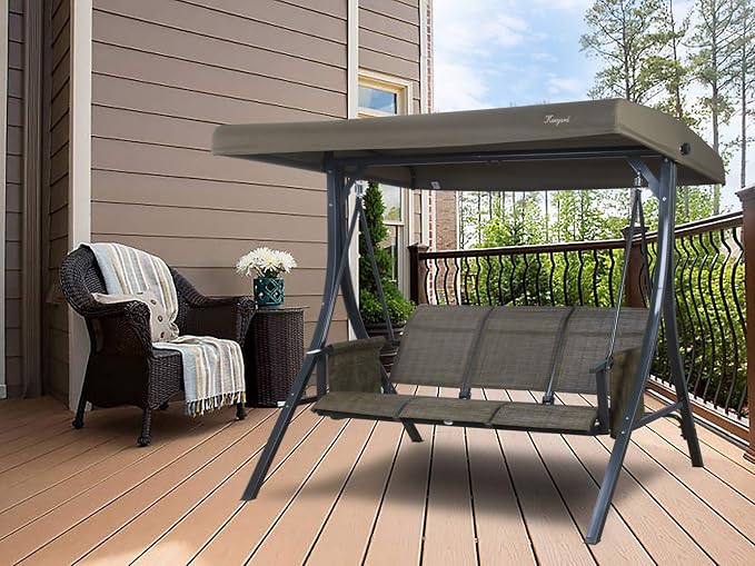 Kozyard Brenda 3-Seat Outdoor Porch Swing Glider, Patio Swing - Image 2