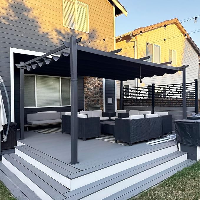 PURPLE LEAF 10' X 13' Outdoor Retractable Pergola by PURPLELEAF