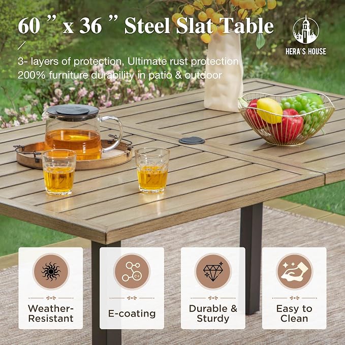 HERA'S HOUSE 7 Pieces Patio Dining Set, 6 x Outdoor Rattan Armchair - Image 8