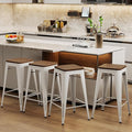 Alunaune 24" Metal Bar Stools Set of 4 Industrial Backless Counter Height by HomeFurniture