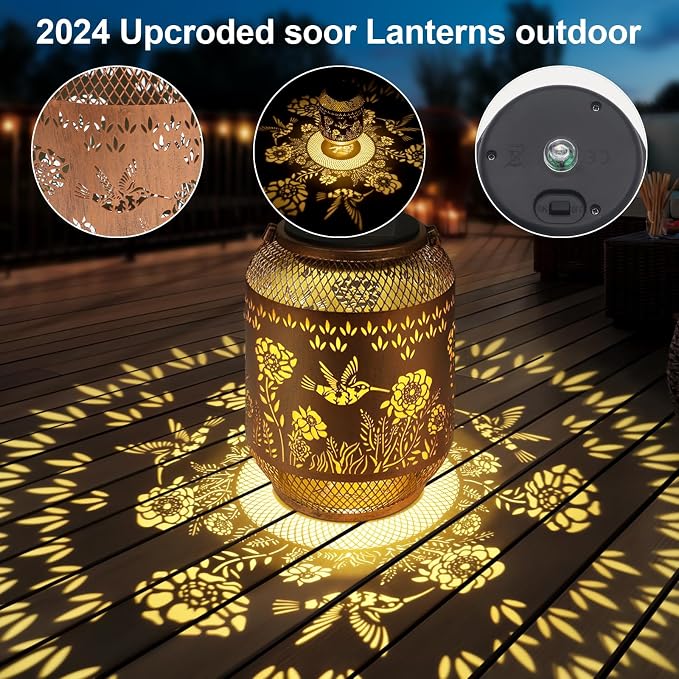 2 Pack Hummingbird Solar Lanterns Outdoor Waterproof Birthdays Gifts - Image 3