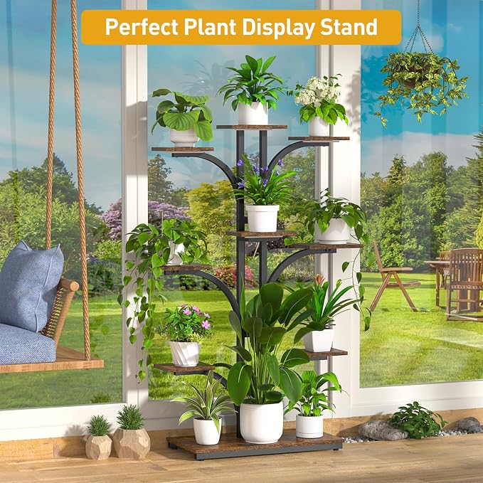 ikkle Plant Stand Indoor with Grow Lights, 9 Tiered Corner Plant Shelves - Image 8